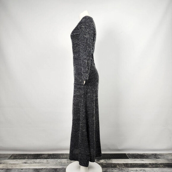Vintage Holt Renfrew Wayne Clark Black Metallic Knit Long Sleeve Dress Size 6 - Picture 7 of 15